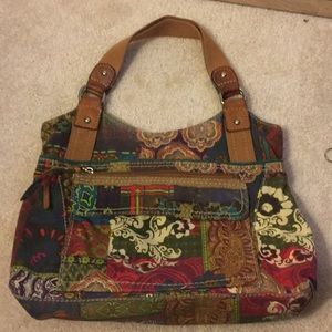 Fossil Large Canvas Floral Shoulder Bag